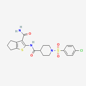 N-(3-carbamoyl-5,6-dihydro-4H-cyclopenta[b]thiophen-2-yl)-1-((4-chlorophenyl)sulfonyl)piperidine-4-carboxamide