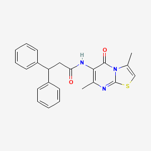 molecular formula C23H21N3O2S B2415358 N-(3,7-dimethyl-5-oxo-5H-thiazolo[3,2-a]pyrimidin-6-yl)-3,3-diphenylpropanamide CAS No. 946250-57-3