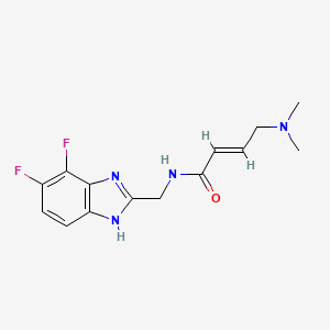 molecular formula C14H16F2N4O B2415359 (E)-N-[(4,5-Difluoro-1H-benzimidazol-2-yl)methyl]-4-(dimethylamino)but-2-enamide CAS No. 2411324-72-4