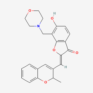 molecular formula C24H23NO5 B2415365 (Z)-6-hydroxy-2-((2-methyl-2H-chromen-3-yl)methylene)-7-(morpholinomethyl)benzofuran-3(2H)-one CAS No. 864753-09-3