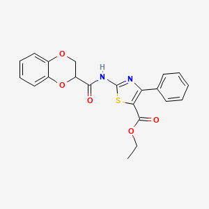 Ethyl 2-(2,3-dihydrobenzo[b][1,4]dioxine-2-carboxamido)-4-phenylthiazole-5-carboxylate