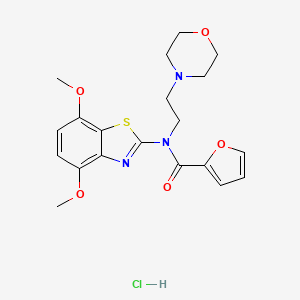 molecular formula C20H24ClN3O5S B2415373 N-(4,7-dimethoxybenzo[d]thiazol-2-yl)-N-(2-morpholinoethyl)furan-2-carboxamide hydrochloride CAS No. 1215567-90-0