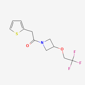 molecular formula C11H12F3NO2S B2415377 2-(Thiophen-2-yl)-1-(3-(2,2,2-trifluoroethoxy)azetidin-1-yl)ethanone CAS No. 2034249-90-4