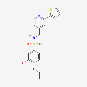 molecular formula C18H17FN2O3S2 B2415398 4-乙氧基-3-氟-N-((2-(噻吩-2-基)吡啶-4-基)甲基)苯磺酰胺 CAS No. 2034340-33-3