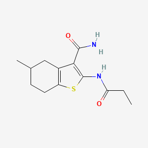molecular formula C13H18N2O2S B2415410 5-Methyl-2-propionamido-4,5,6,7-tetrahydrobenzo[b]thiophene-3-carboxamide CAS No. 392239-03-1