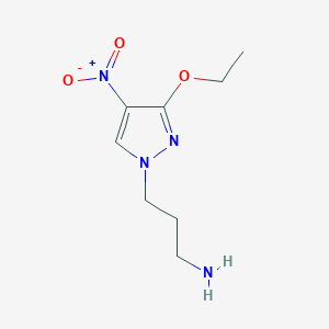 molecular formula C8H14N4O3 B2415415 3-(3-ethoxy-4-nitro-1H-pyrazol-1-yl)propan-1-amine CAS No. 1006440-95-4; 1431963-67-5