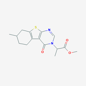 molecular formula C15H18N2O3S B241542 Methyl 2-(7-methyl-4-oxo-5,6,7,8-tetrahydro-[1]benzothiolo[2,3-d]pyrimidin-3-yl)propanoate 