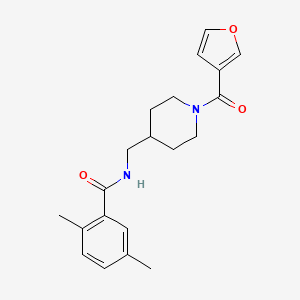 molecular formula C20H24N2O3 B2415425 N-((1-(furan-3-carbonyl)piperidin-4-yl)methyl)-2,5-dimethylbenzamide CAS No. 1396849-95-8