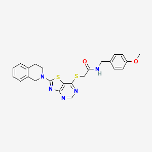 molecular formula C24H23N5O2S2 B2415433 2-((2-(3,4-二氢异喹啉-2(1H)-基)噻唑并[4,5-d]嘧啶-7-基)硫代)-N-(4-甲氧基苄基)乙酰胺 CAS No. 1189463-24-8