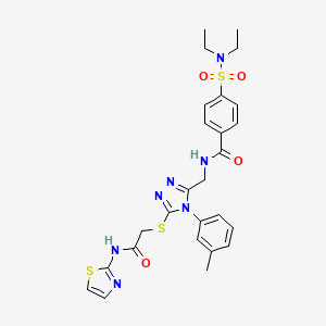 4-(N,N-diethylsulfamoyl)-N-((5-((2-oxo-2-(thiazol-2-ylamino)ethyl)thio)-4-(m-tolyl)-4H-1,2,4-triazol-3-yl)methyl)benzamide