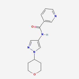 molecular formula C14H16N4O2 B2415445 N-(1-(tetrahydro-2H-pyran-4-yl)-1H-pyrazol-4-yl)nicotinamide CAS No. 1706166-47-3