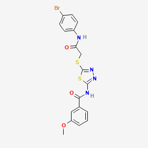 molecular formula C18H15BrN4O3S2 B2415446 N-(5-((2-((4-bromophenyl)amino)-2-oxoethyl)thio)-1,3,4-thiadiazol-2-yl)-3-methoxybenzamide CAS No. 393567-27-6