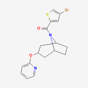 molecular formula C17H17BrN2O2S B2415455 (4-溴噻吩-2-基)((1R,3s,5S)-3-(吡啶-2-氧基)-8-氮杂双环[3.2.1]辛烷-8-基)甲酮 CAS No. 2108567-32-2