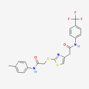 2-((4-(2-oxo-2-((4-(trifluoromethyl)phenyl)amino)ethyl)thiazol-2-yl)thio)-N-(p-tolyl)acetamide