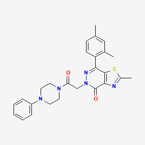 molecular formula C26H27N5O2S B2415460 7-(2,4-dimethylphenyl)-2-methyl-5-(2-oxo-2-(4-phenylpiperazin-1-yl)ethyl)thiazolo[4,5-d]pyridazin-4(5H)-one CAS No. 954014-53-0