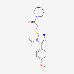 molecular formula C19H25N3O2S B2415462 2-((1-ethyl-5-(4-methoxyphenyl)-1H-imidazol-2-yl)thio)-1-(piperidin-1-yl)ethanone CAS No. 1207025-27-1