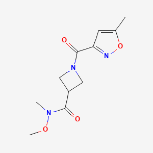 molecular formula C11H15N3O4 B2415468 N-甲氧基-N-甲基-1-(5-甲基异噁唑-3-羰基)氮杂环丁烷-3-甲酰胺 CAS No. 1351644-38-6