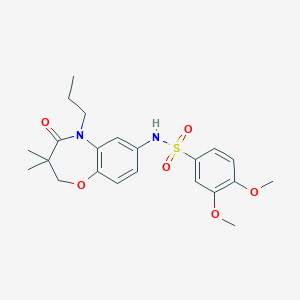 molecular formula C22H28N2O6S B2415471 N-(3,3-dimethyl-4-oxo-5-propyl-2,3,4,5-tetrahydrobenzo[b][1,4]oxazepin-7-yl)-3,4-dimethoxybenzenesulfonamide CAS No. 922003-09-6