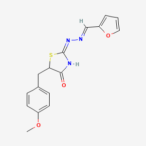 (E)-2-((E)-(furan-2-ylmethylene)hydrazono)-5-(4-methoxybenzyl)thiazolidin-4-one