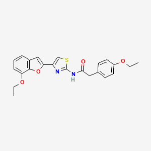 molecular formula C23H22N2O4S B2415478 N-[4-(7-ethoxy-1-benzofuran-2-yl)-1,3-thiazol-2-yl]-2-(4-ethoxyphenyl)acetamide CAS No. 921780-41-8