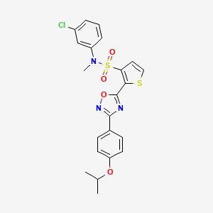 molecular formula C22H20ClN3O4S2 B2415485 N-(3-chlorophenyl)-2-(3-(4-isopropoxyphenyl)-1,2,4-oxadiazol-5-yl)-N-methylthiophene-3-sulfonamide CAS No. 1251626-55-7