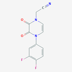 molecular formula C12H7F2N3O2 B2415490 2-(4-(3,4-difluorophenyl)-2,3-dioxo-3,4-dihydropyrazin-1(2H)-yl)acetonitrile CAS No. 1219911-53-1