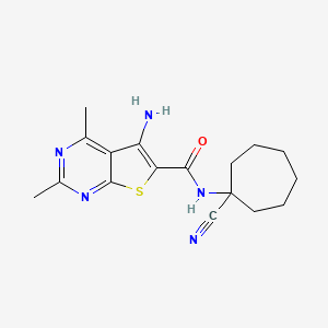 molecular formula C17H21N5OS B2415558 5-氨基-N-(1-氰基环庚基)-2,4-二甲基噻吩并[2,3-d]嘧啶-6-甲酰胺 CAS No. 1110879-52-1