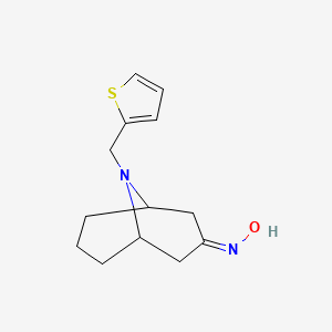 molecular formula C13H18N2OS B2415565 N-[9-(噻吩-2-甲基)-9-氮杂双环[3.3.1]壬烷-3-亚甲基]羟胺 CAS No. 685120-10-9