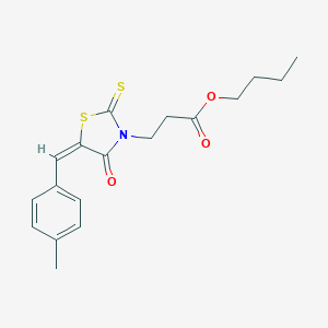 molecular formula C18H21NO3S2 B241558 butyl 3-[(5E)-5-[(4-methylphenyl)methylidene]-4-oxo-2-sulfanylidene-1,3-thiazolidin-3-yl]propanoate 