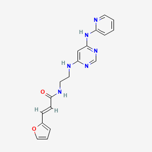 molecular formula C18H18N6O2 B2415580 (E)-3-(furan-2-yl)-N-(2-((6-(pyridin-2-ylamino)pyrimidin-4-yl)amino)ethyl)acrylamide CAS No. 1396890-86-0