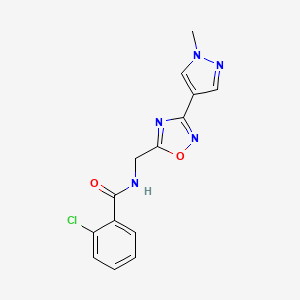 2-chloro-N-((3-(1-methyl-1H-pyrazol-4-yl)-1,2,4-oxadiazol-5-yl)methyl)benzamide