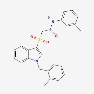 molecular formula C25H24N2O3S B2415593 2-((1-(2-methylbenzyl)-1H-indol-3-yl)sulfonyl)-N-(m-tolyl)acetamide CAS No. 850932-84-2