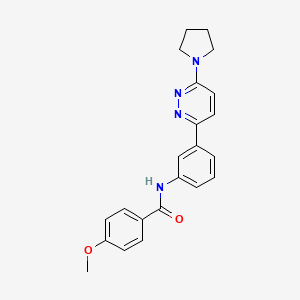 molecular formula C22H22N4O2 B2415599 4-甲氧基-N-(3-(6-(吡咯烷-1-基)嘧啶-3-基)苯基)苯甲酰胺 CAS No. 941983-14-8