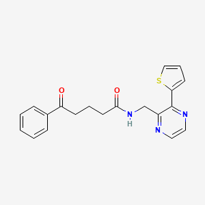 molecular formula C20H19N3O2S B2415601 5-oxo-5-phenyl-N-((3-(thiophen-2-yl)pyrazin-2-yl)methyl)pentanamide CAS No. 2034239-52-4