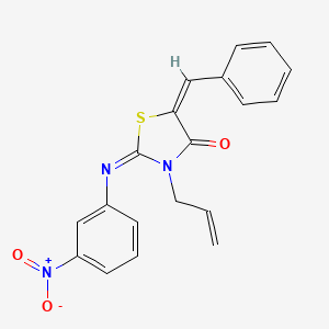 molecular formula C19H15N3O3S B2415611 (5E)-5-Benzylidene-2-(3-nitrophenyl)imino-3-prop-2-enyl-1,3-thiazolidin-4-one CAS No. 327090-70-0