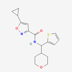 5-cyclopropyl-N-[(oxan-4-yl)(thiophen-2-yl)methyl]-1,2-oxazole-3-carboxamide