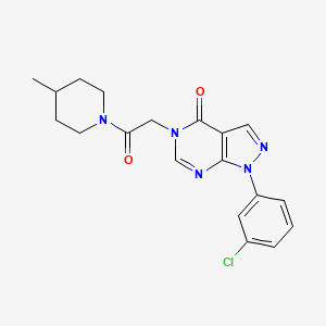 molecular formula C19H20ClN5O2 B2415631 1-(3-Chlorophenyl)-5-[2-(4-methylpiperidin-1-yl)-2-oxoethyl]pyrazolo[3,4-d]pyrimidin-4-one CAS No. 887457-33-2