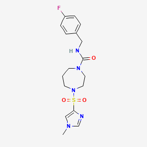 molecular formula C17H22FN5O3S B2415633 N-(4-氟苄基)-4-((1-甲基-1H-咪唑-4-基)磺酰基)-1,4-二氮杂环戊烷-1-甲酰胺 CAS No. 1904084-65-6