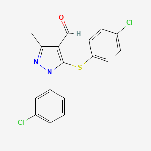 1-(3-chlorophenyl)-5-[(4-chlorophenyl)thio]-3-methyl-1H-pyrazole-4-carbaldehyde