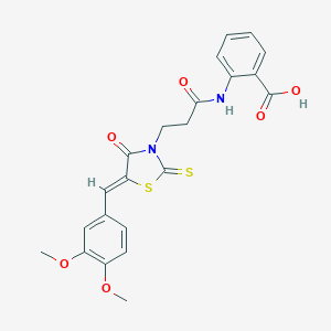 molecular formula C22H20N2O6S2 B241564 2-({3-[(5Z)-5-(3,4-dimethoxybenzylidene)-4-oxo-2-thioxo-1,3-thiazolidin-3-yl]propanoyl}amino)benzoic acid 