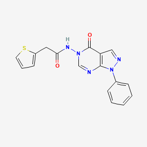 molecular formula C17H13N5O2S B2415659 N-(4-氧代-1-苯基-1H-吡唑并[3,4-d]嘧啶-5(4H)-基)-2-(噻吩-2-基)乙酰胺 CAS No. 899946-40-8
