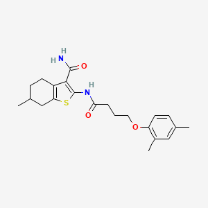 molecular formula C22H28N2O3S B2415661 2-(4-(2,4-二甲基苯氧基)丁酰胺)-6-甲基-4,5,6,7-四氢苯并[b]噻吩-3-甲酰胺 CAS No. 691387-77-6