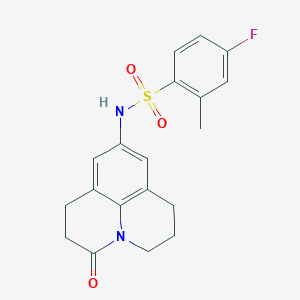 molecular formula C19H19FN2O3S B2415664 4-氟-2-甲基-N-(3-氧代-1,2,3,5,6,7-六氢吡啶并[3,2,1-ij]喹啉-9-基)苯磺酰胺 CAS No. 898427-60-6