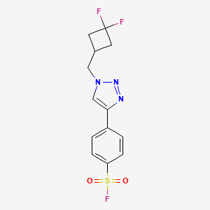 molecular formula C13H12F3N3O2S B2415665 4-[1-[(3,3-Difluorocyclobutyl)methyl]triazol-4-yl]benzenesulfonyl fluoride CAS No. 2249128-07-0