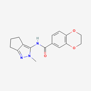 molecular formula C16H17N3O3 B2415671 N-(2-甲基-2,4,5,6-四氢环戊[c]吡唑-3-基)-2,3-二氢苯并[b][1,4]二噁英-6-甲酰胺 CAS No. 1105251-32-8