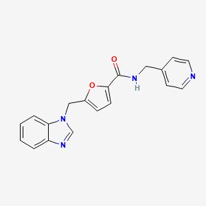 molecular formula C19H16N4O2 B2415673 5-((1H-benzo[d]imidazol-1-yl)methyl)-N-(pyridin-4-ylmethyl)furan-2-carboxamide CAS No. 1172414-07-1