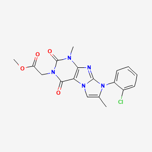 molecular formula C18H16ClN5O4 B2415685 Methyl 2-[6-(2-chlorophenyl)-4,7-dimethyl-1,3-dioxopurino[7,8-a]imidazol-2-yl]acetate CAS No. 876671-70-4