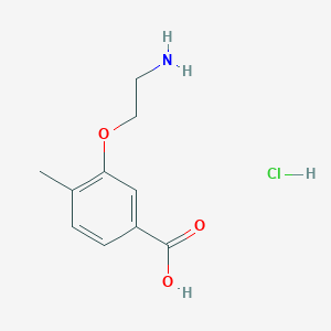 molecular formula C10H14ClNO3 B2415686 3-(2-Aminoethoxy)-4-methylbenzoic acid;hydrochloride CAS No. 2411266-30-1