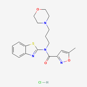 molecular formula C19H23ClN4O3S B2415698 N-(benzo[d]thiazol-2-yl)-5-methyl-N-(3-morpholinopropyl)isoxazole-3-carboxamide hydrochloride CAS No. 1216923-83-9