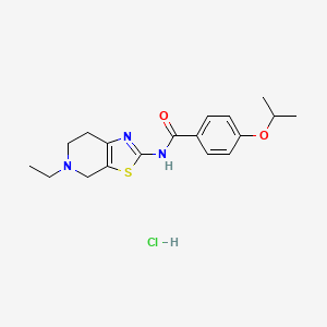 molecular formula C18H24ClN3O2S B2415699 N-(5-ethyl-4,5,6,7-tetrahydrothiazolo[5,4-c]pyridin-2-yl)-4-isopropoxybenzamide hydrochloride CAS No. 1189870-98-1